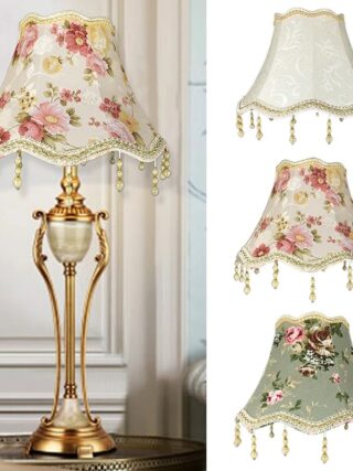Abat jour lampe sur pied vintage en tissu fleuri