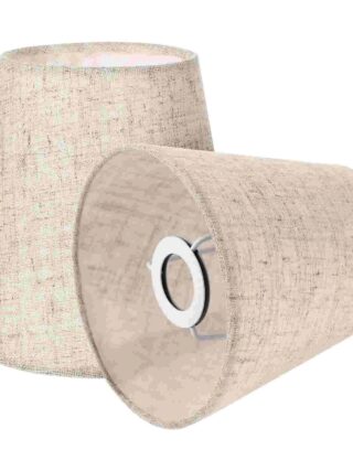 Abat jour beige en lin pour table de chevet
