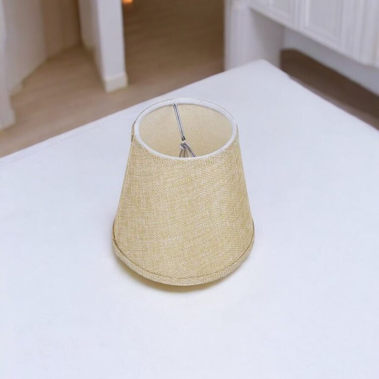 Abat-jour En Tissu Beige - 12x12x11 Cm - Douille E14 - Pour Lampe De Chevet, Décoration Intérieure Simple