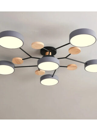 Plafonnier bois blanc design cosy pour salon