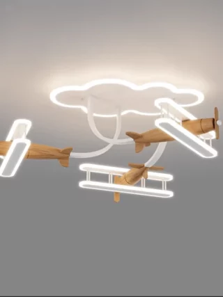 Plafonnier avion en bois trois branches