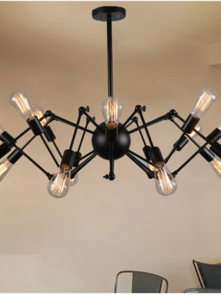 Plafonnier araignée métal noir design industriel