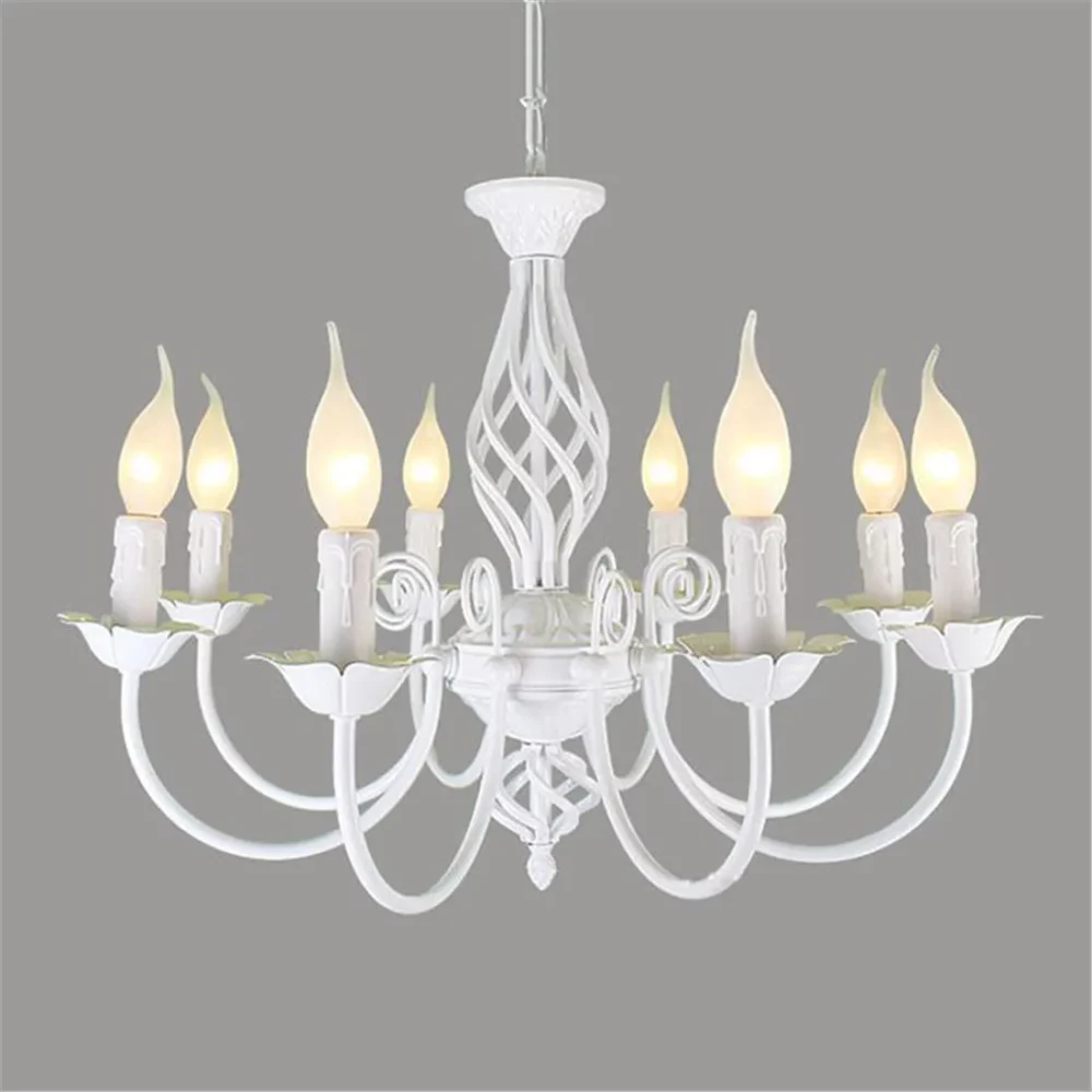 Plafonnier chandelier blanc en fer forgé vintage lustre chandelier fer forge blanc