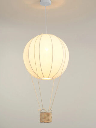 Plafonnier montgolfière en tissu écru pour enfant