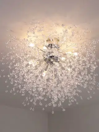 Plafonnier pissenlit argenté compact et scintillant