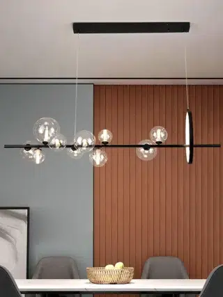 Plafonnier contemporain sphères en verre suspendues