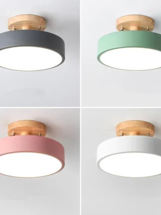 Plafonnier circulaire bois et métal moderne